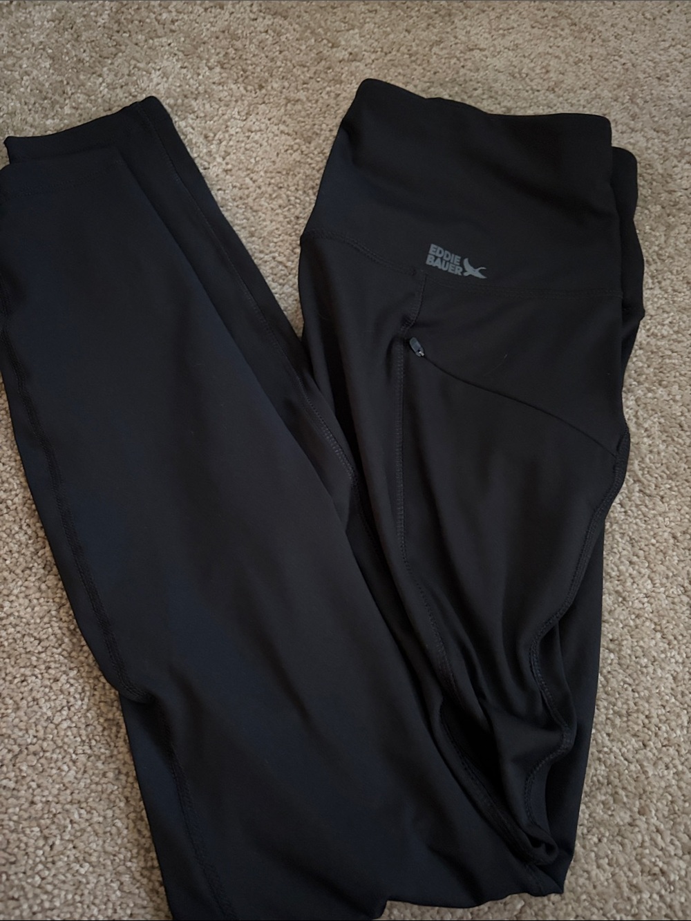 Eddie Bauer Black Women's Athletic Leggings with Zip Pocket
